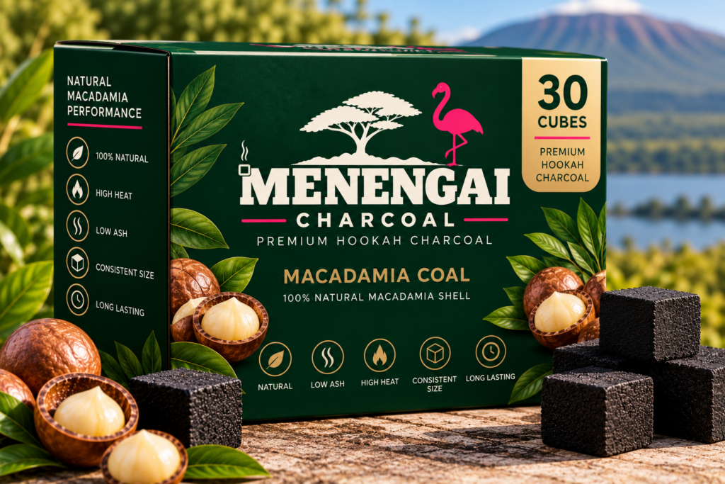 Macadamia Coal – box of 30 natural 26 mm hookah charcoal cubes
