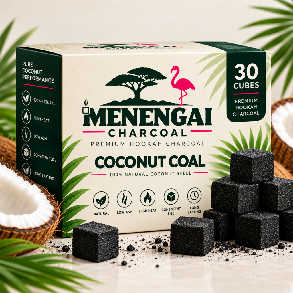 Coconut Charcoal – box of 30 natural 26 mm hookah charcoal cubes