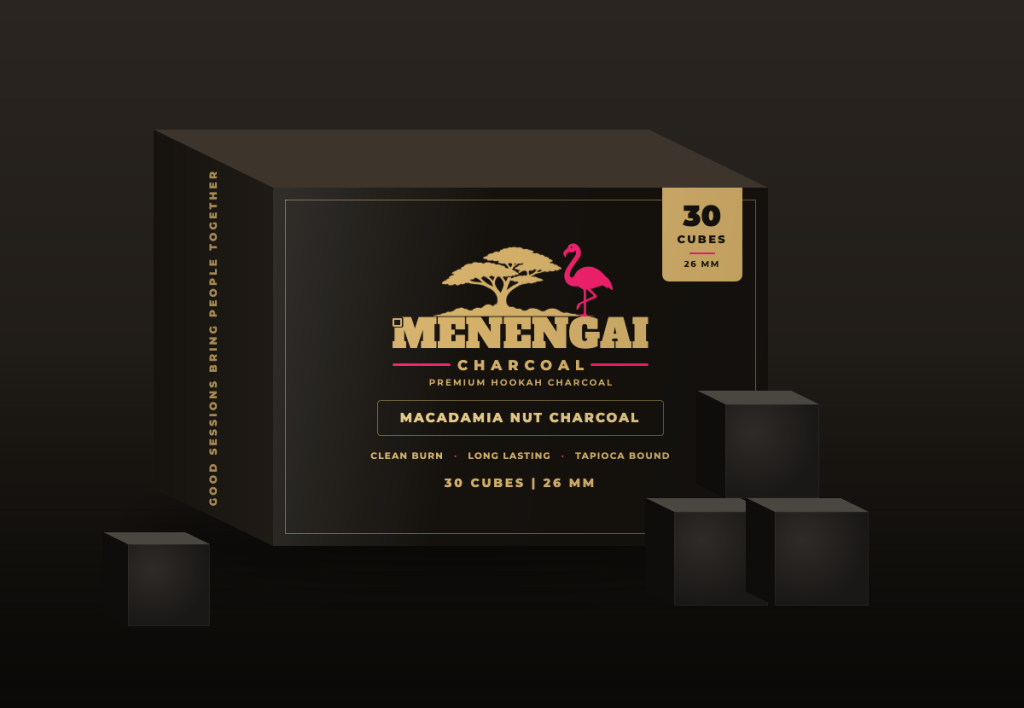 Macadamia Nut Charcoal – box of 30 natural 26 mm hookah charcoal cubes